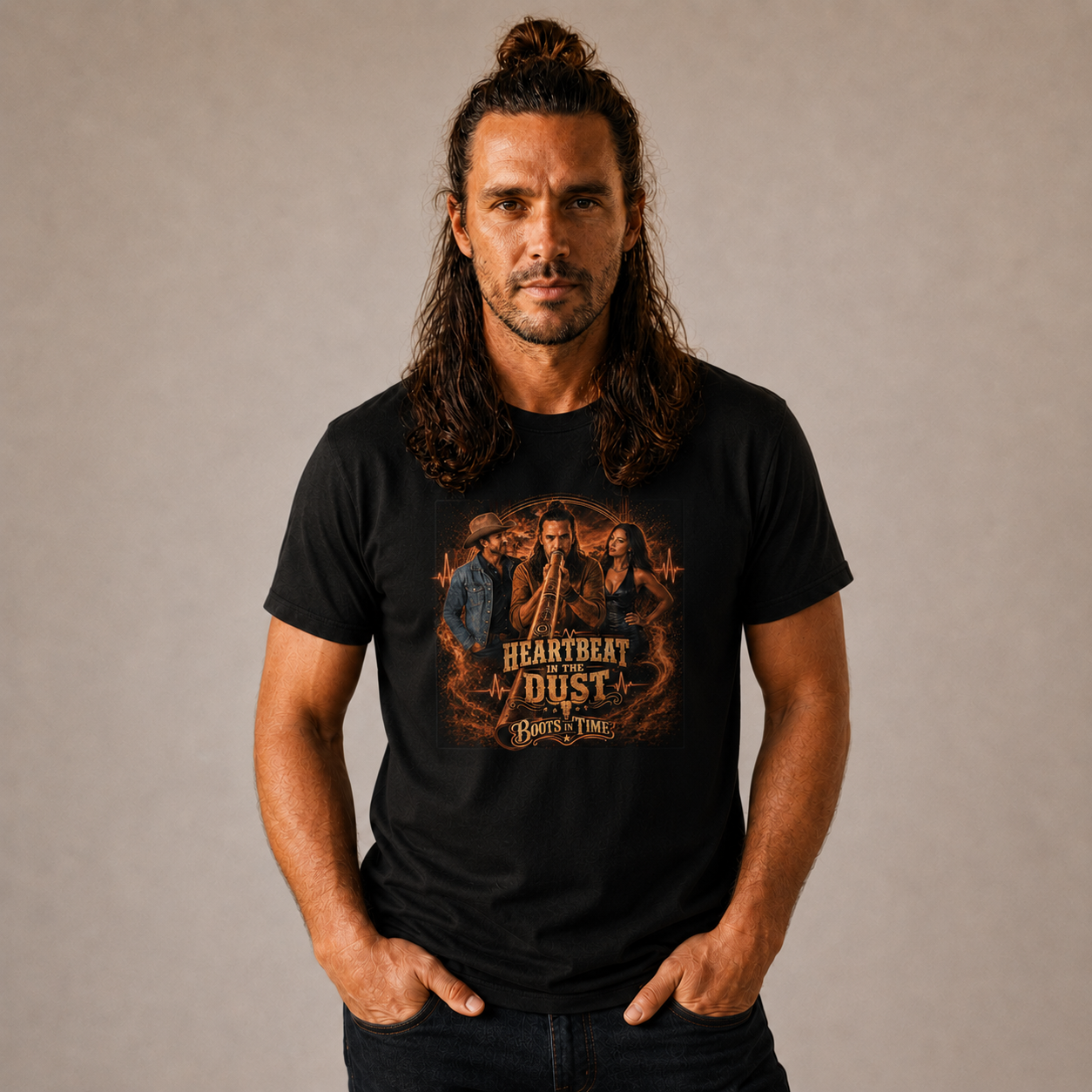 Boots In Time Heartbeat In The Dust Unisex Crewneck Tee
