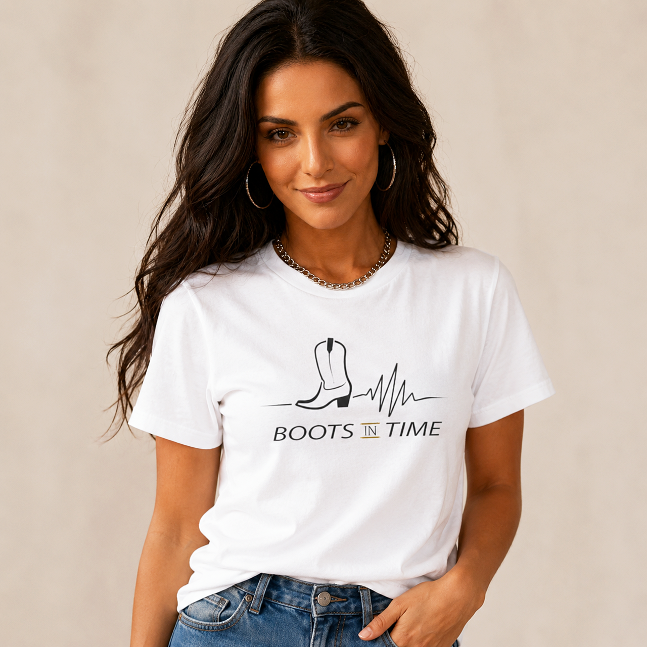 Boots In Time Logo Unisex Crewneck Tee | Black Logo Colours