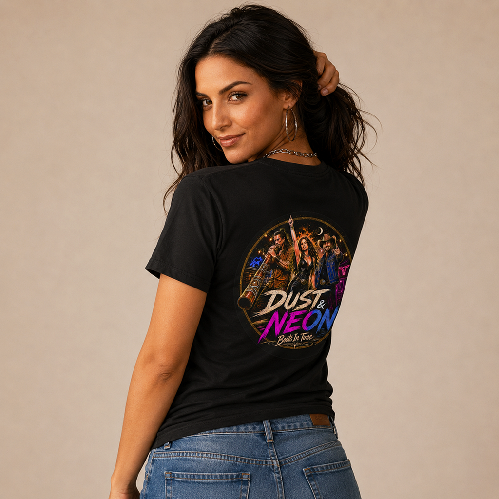 Boots In Time Dust & Neon Unisex Crewneck Tee | Graphic Back