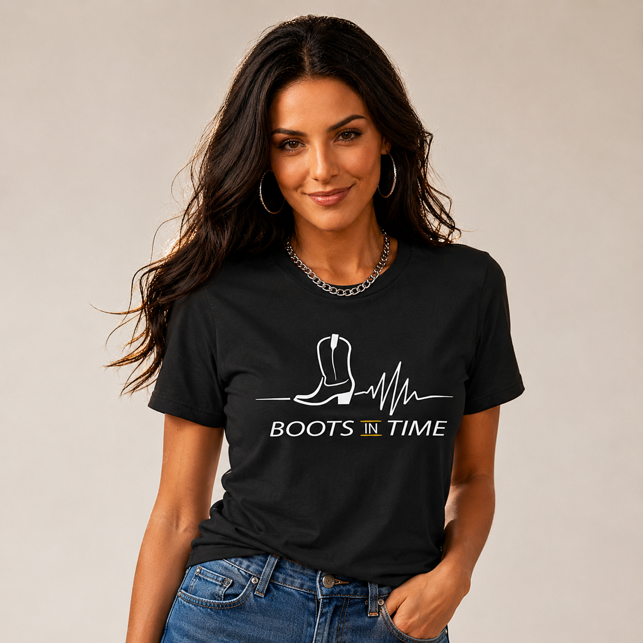 Boots In Time Logo Unisex Crewneck Tee | White Logo Colours